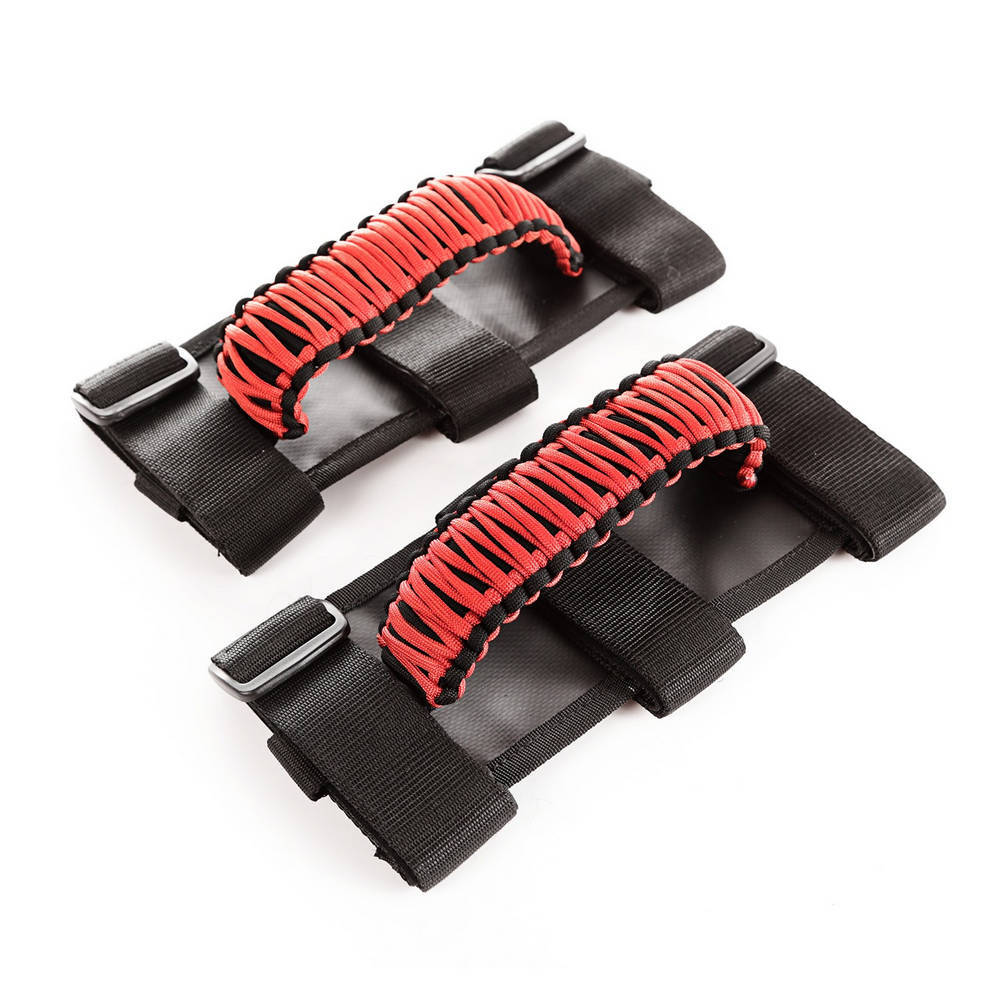Paracord Grab Handles R ed/Black Pair