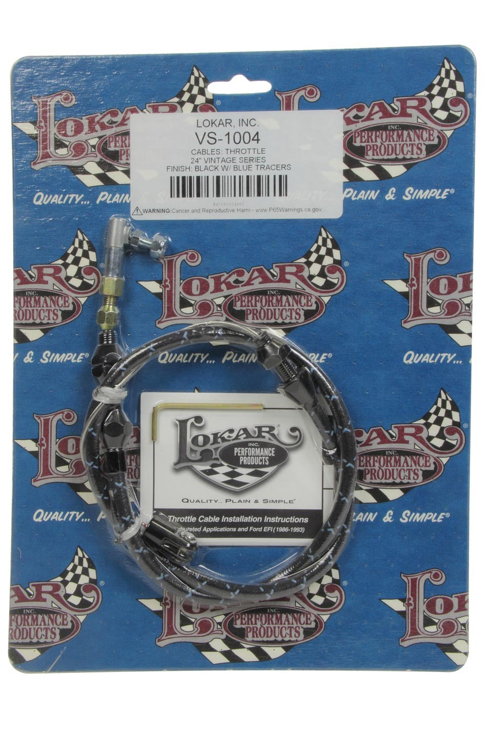 VS Throttle Cable Black Black Wrap w/ Blue Trace